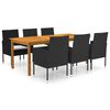 vidaXL 7 Parta Gar&eth;bor&eth;stofusett Svart