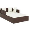 vidaXL S&oacute;lbekkur me&eth; P&uacute;&eth;um Br&uacute;nn 182x118x63 cm P&oacute;l&yacute;rattan