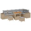vidaXL Gar&eth;s&oacute;fa sett me&eth; p&uacute;&eth;i 9 pcs Beige og lj&oacute;sgr&aacute;r p&oacute;l&yacute;rattan
