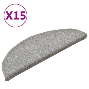 vidaXL Stigamottur 15 stk 56x17x3 cm ljósgrár hálfhringlaga