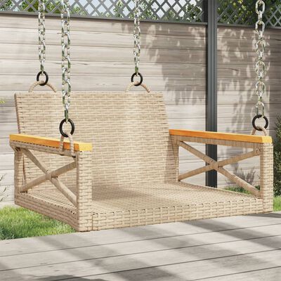 vidaXL Rólubekkur Drapplituð 63x62x40 cm Pólýrattan