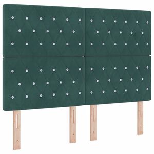 vidaXL LED Box Spring R&uacute;m me&eth; d&yacute;nu D&ouml;kkgr&aelig;n 140 x 200 cm d&uacute;kur