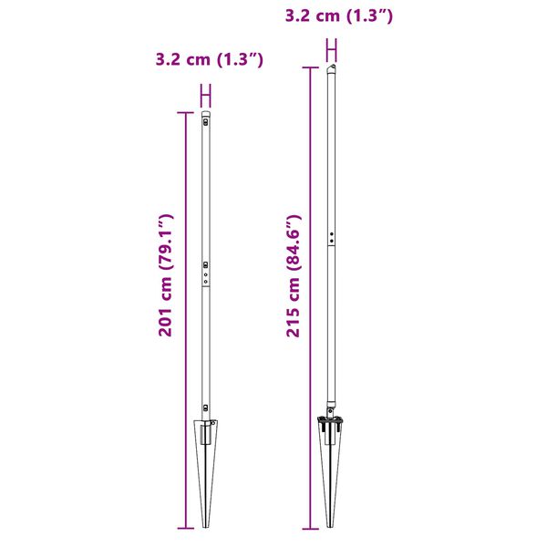 vidaXL Girðingarpóstur Annað 26 pcs Grár 3,2 x 3,2 x 170 cm Stál