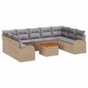 vidaXL Gar&eth;s&oacute;fa sett me&eth; p&uacute;&eth;i 10 pcs Drapplita&eth;ur p&oacute;l&yacute;rattan
