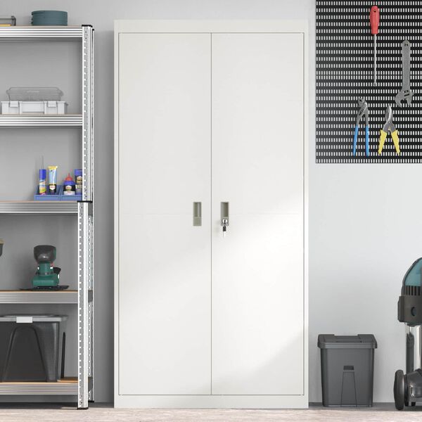 vidaXL Geymslusk&aacute;pur 2 pcs Hv&iacute;t 90 x 40 x 180 cm St&aacute;l