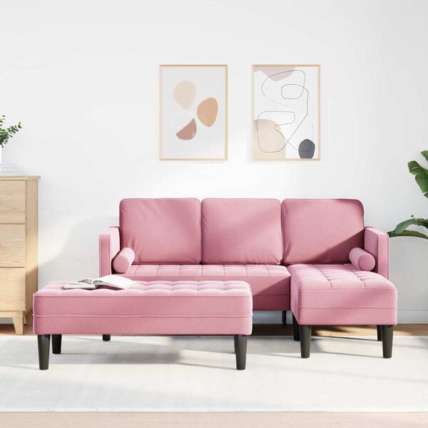 vidaXL S&oacute;fasett me&eth; p&uacute;&eth;i 2 pcs Bleikur P&oacute;l&yacute;ester