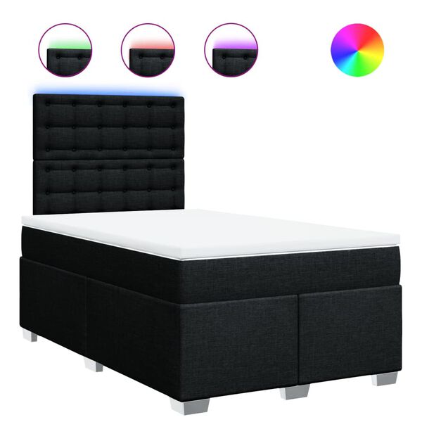 vidaXL H&oacute;lfa&eth; Springr&uacute;m me&eth; D&yacute;nu Svart 120x200 cm Tauefni