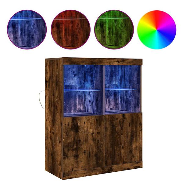 vidaXL skenkur Reykt eik 81x37x100 cm Hanna&eth;ur vi&eth;ur