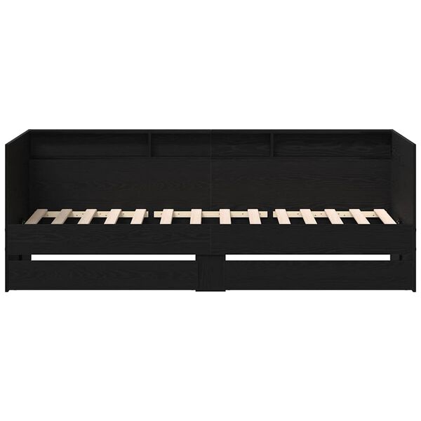 vidaXL Dey&eth;faram me&eth; h&ouml;fu&eth;gafl Svartur Eik 75 x 190 cm Samsettur vi&eth;ur