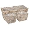 vidaXL Pl&ouml;ntuvagn me&eth; geymslu 3 pcs Gr&aacute;r Kubu rattan