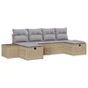 vidaXL Gar&eth;s&oacute;fa sett me&eth; p&uacute;&eth;i 6 pcs Drapplita&eth;ur p&oacute;l&yacute;rattan