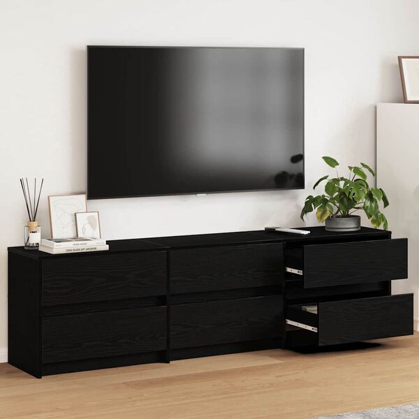 vidaXL TV einingar 2 pcs Svartur Eik 180 x 34 x 50 cm Samsettur vi&eth;ur