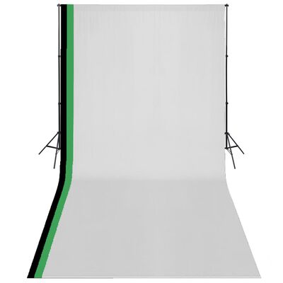 vidaXL Photo Studio Kit með 3 bómullarbakgrunnsramma 3x6 m