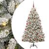 vidaXL Gervi j&oacute;latr&eacute; me&eth; 300 LED Gr&aelig;nn og hv&iacute;tur 180 cm PVC og m&aacute;lmur