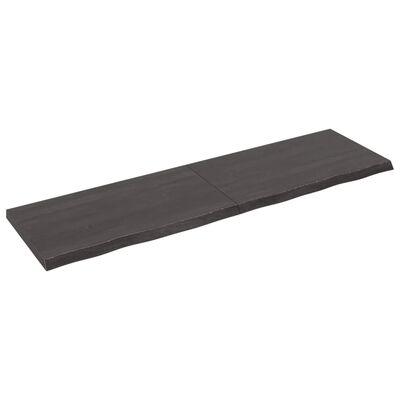 vidaXL Vegghilla Dökkbrún 220x60x(2-6) cm Meðhöndluð Gegnheil Eik