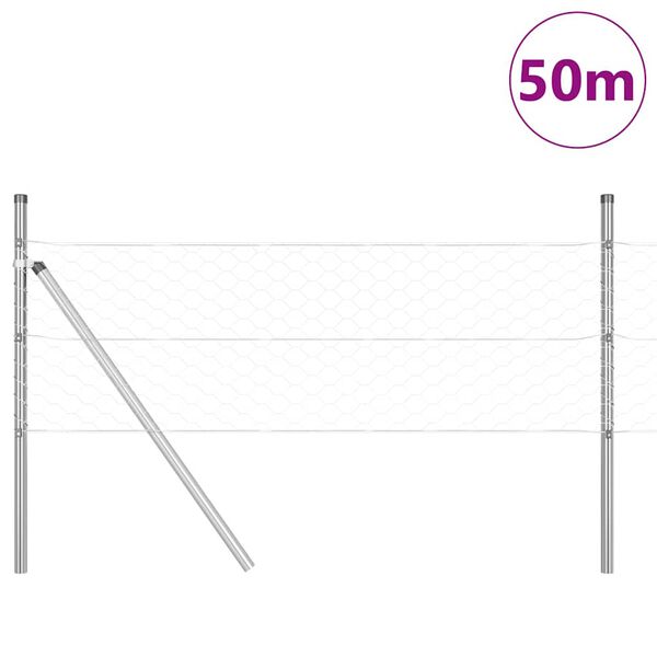 vidaXL Gir&eth;ingarp&oacute;stur Silfur 50 x 0,8 m (50 mm net) St&aacute;l