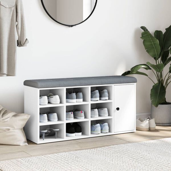 vidaXL Skóbekkur Hvítur 102x32x50 cm Samsettur Viður