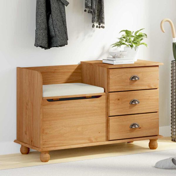 vidaXL Geymslubekkur ASKIM Br&uacute;nn 100 x 39 x 62 cm Solid furuhikk