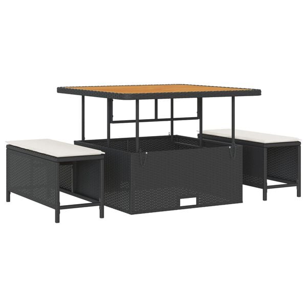 vidaXL Gar&eth;s&oacute;fa sett me&eth; p&uacute;&eth;i me&eth; geymslu 13 pcs Svartur og krem