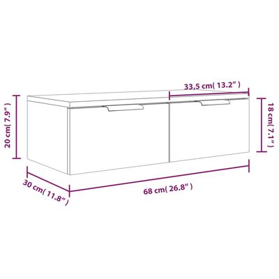 vidaXL Sjónvarpsskápar 2stk. Gráir Sonoma 68x30x20 cm Samsettur Viður