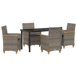 vidaXL Gar&eth;ur bor&eth;sett 5 pcs Gr&aacute;r p&oacute;l&yacute;rattan
