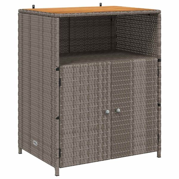 vidaXL Cabinet me&eth; hillu Gr&aacute;r 70 x 50 x 87 cm P&oacute;l&yacute;ester og Roly Rattan