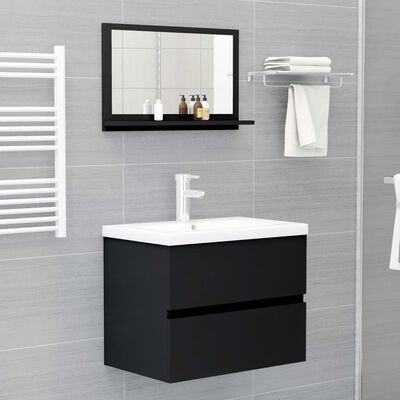 804563 vidaXL Bathroom Mirror Black 60x10,5x37 cm Chipboard