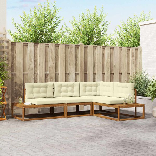 vidaXL &Uacute;ti s&oacute;fasett 4 Stykki N&aacute;tt&uacute;rulegt og Krem