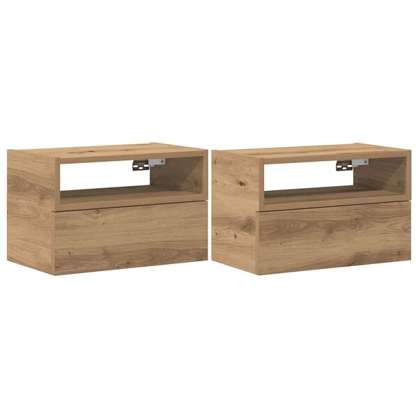 vidaXL vegghengdir n&aacute;ttbor&eth;ssk&aacute;par 2 stk Artisan Oak 45x26x28,5 cm
