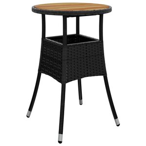 vidaXL Gar&eth;bor&eth; &Oslash;60x75 cm Akas&iacute;uvi&eth;ur og P&oacute;l&yacute;rattan Svart