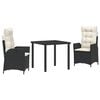 vidaXL Gar&eth;ur bor&eth;sett me&eth; p&uacute;&eth;i 3 pcs Drapplita&eth;ur p&oacute;l&yacute;rattan
