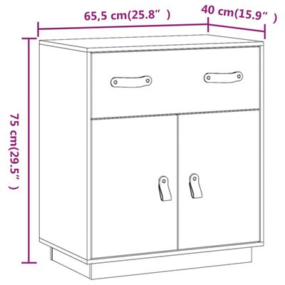 vidaXL Skenkur Grár 65,5x40x75 cm Gegnheil Fura