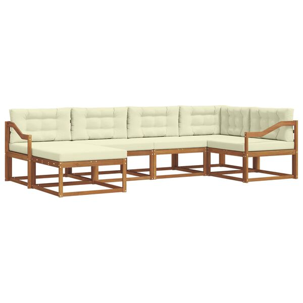 vidaXL &Uacute;ti s&oacute;fasett me&eth; p&uacute;&eth;i 6 pcs N&aacute;tt&uacute;rulegt og Krem