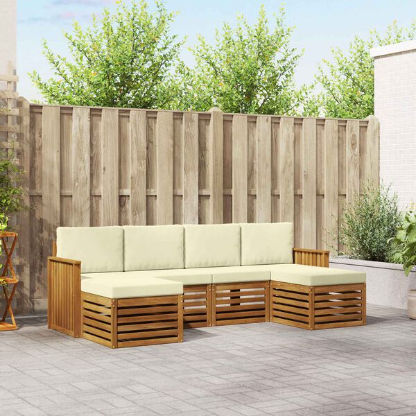 vidaXL S&oacute;fasett me&eth; p&uacute;&eth;i 6 pcs N&aacute;tt&uacute;rulegt og Krem Hrein akas&iacute;utr&eacute;