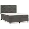 vidaXL H&oacute;lfa&eth; Springr&uacute;m me&eth; D&yacute;nu D&ouml;kkgr&aacute;tt 140x190 cm Flauel