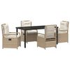 vidaXL Gar&eth;ur bor&eth;sett 5 pcs Beige og rj&oacute;ma hv&iacute;tur p&oacute;l&yacute;rattan