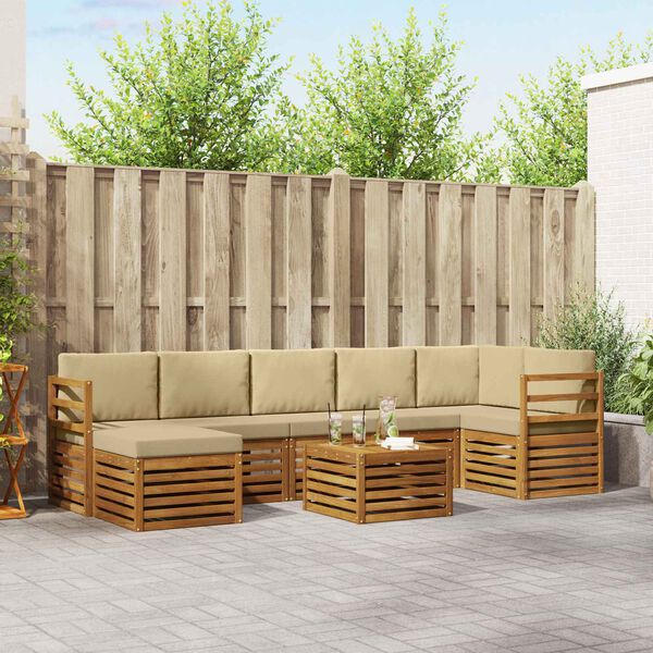 vidaXL Sofav&ouml;ruuppsettning 8 pcs N&aacute;tt&uacute;rulegt og B&eacute;ig Hrein akas&iacute;utr&eacute;