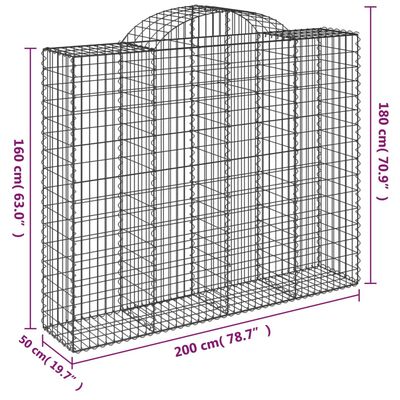 vidaXL Bogadregnir Grjótkassar 6 stk. 200x50x160/180 cm Sinkhúðað Járn