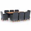 vidaXL 9 hluta &uacute;tibor&eth;stofusett me&eth; p&uacute;&eth;um Poly Rattan d&ouml;kkgr&aacute;tt