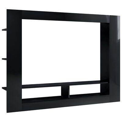 800745 vidaXL TV Cabinet High Gloss Black 152x22x113 cm Chipboard