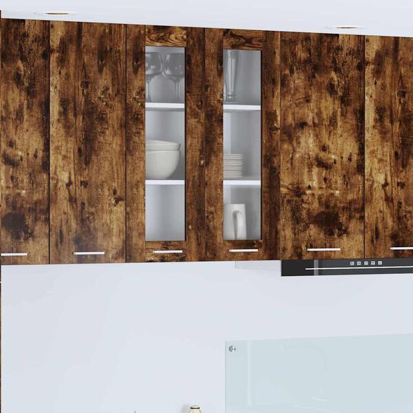 vidaXL Vegghengdur sk&aacute;pur Rau&eth;-eik 60 x 31 x 80 cm Samsettur vi&eth;ur