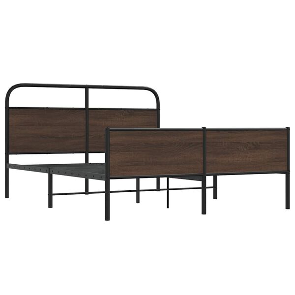 vidaXL Málmrúmgrind án Dýnu Brún Eikarlitur 150x200 cm