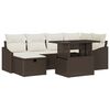 vidaXL Gar&eth;s&oacute;fa sett me&eth; p&uacute;&eth;i 7 pcs Br&uacute;nn p&oacute;l&yacute;rattan