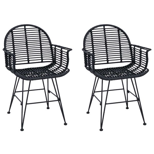 vidaXL Bor&eth;st&oacute;ll 2 pcs Svartur 44 x 44 x 74 cm Rattan og j&aacute;rn