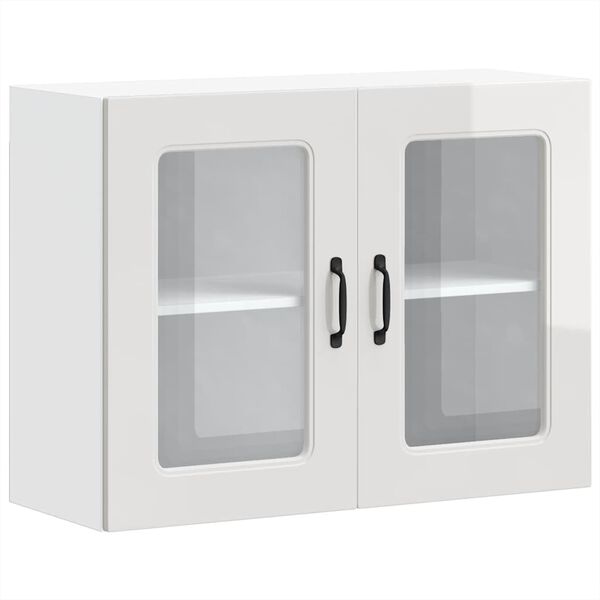 vidaXL Eldh&uacute;sveggsk&aacute;pur me&eth; Glerhur&eth; Kalmar H&aacute;glans Hv&iacute;tur