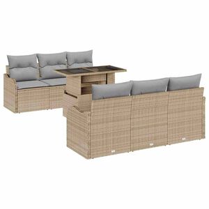 vidaXL Gar&eth;s&oacute;fa sett me&eth; p&uacute;&eth;i me&eth; kodda 7 pcs Drapplita&eth;ur Poly Rattan