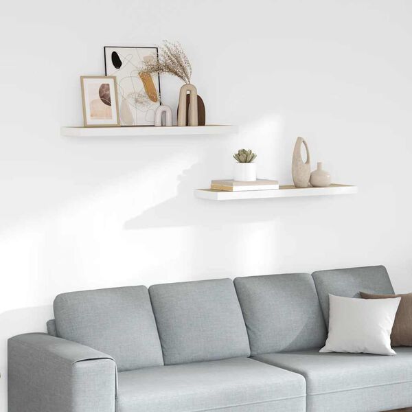 vidaXL Vegghengdar Hillur 2 stk. Eik og Hv&iacute;tur 90x23,5x3,8 cm MDF