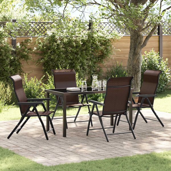 vidaXL Gar&eth;ur bor&eth;sett 5 pcs Br&uacute;nn Poly rattan