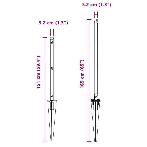vidaXL Gir&eth;ingarp&oacute;stur 52 pcs Gr&aacute;r 3,2 x 3,2 x 120 cm