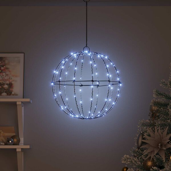 vidaXL Boltinn me&eth; 120 LED Kaldur hv&iacute;tur 40 cm metal
